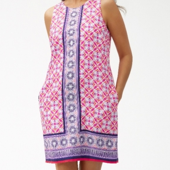 TOMMY BAHAMA TROPICAL TERRAZZA linen sleeveless shift dress - Picture 10 of 11